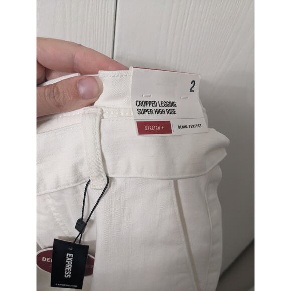 Express Women's White High Rise Skinny Straight Leg Crop Legging Jeans Size 2 - Picture 6 of 6